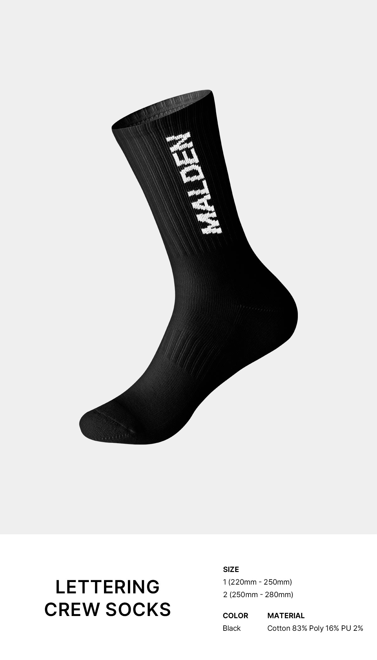 [3pack] Lettering Crew Socks (Black)