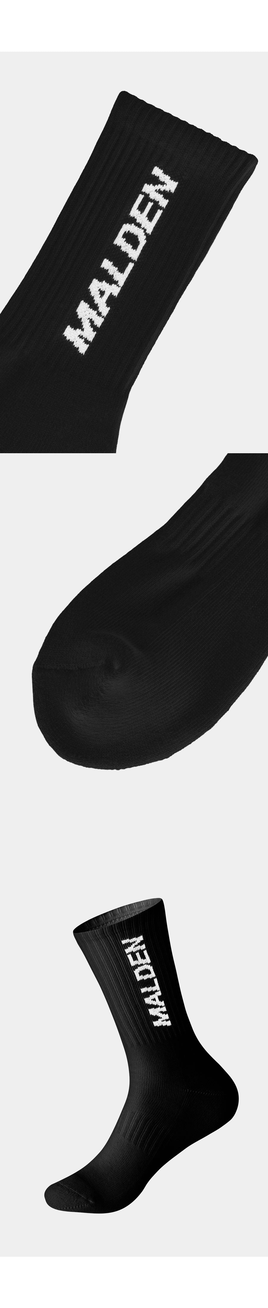 [3pack] Lettering Crew Socks (Black)